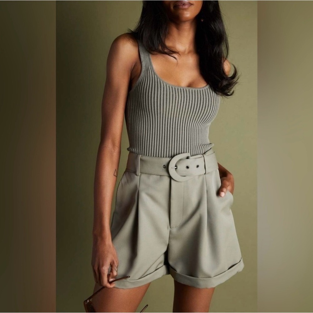 Anine Bing Olive High-Waist Belted Shorts Becky Shorts